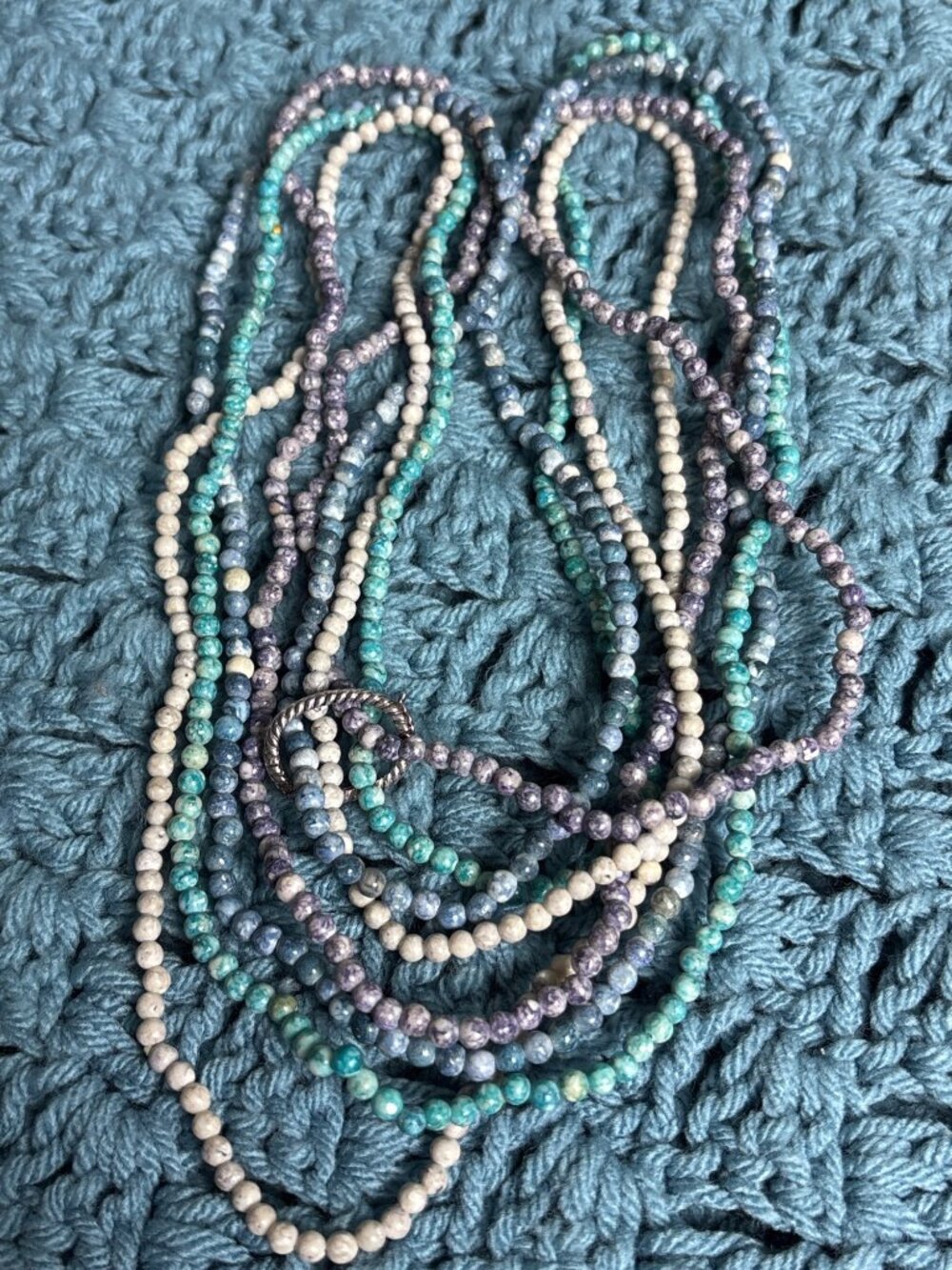 4 Strand Multicolor Sodalite Stone Beaded Necklace 32 inches Long